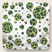 Polka Dot Leopard Black en Green Onderzetter (Voorkant)