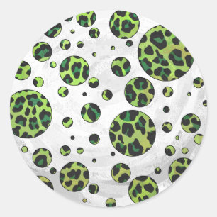 Polka Dot Leopard Black en Green Ronde Sticker