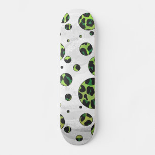 Polka Dot Leopard Black en Green Skateboard