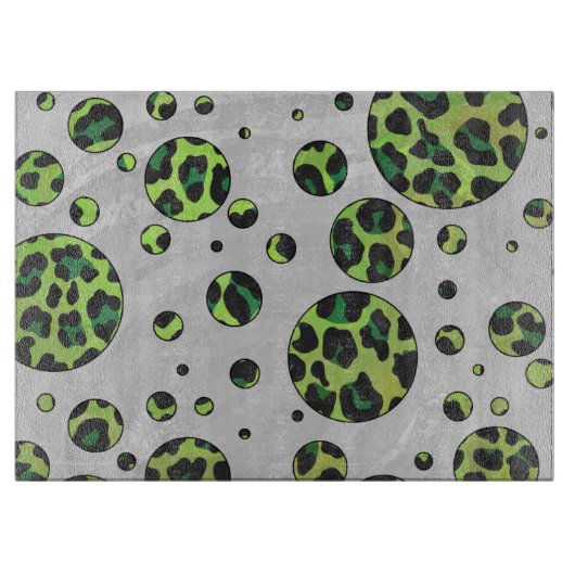 Polka Dot Leopard Black en Green Snijplank (Voorkant)