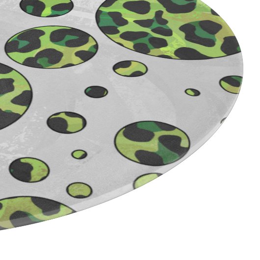 Polka Dot Leopard Black en Green Snijplank (Hoek)