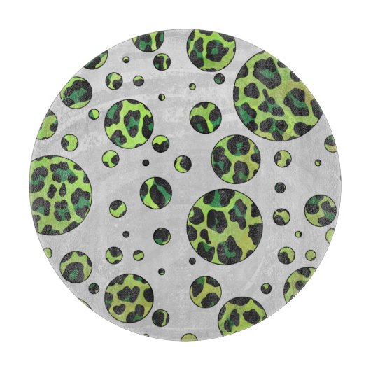 Polka Dot Leopard Black en Green Snijplank (Voorkant)
