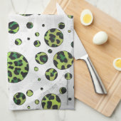 Polka Dot Leopard Black en Green Theedoek (Quarter Fold)