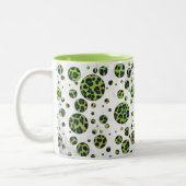 Polka Dot Leopard Black en Green Tweekleurige Koffiemok (Links)