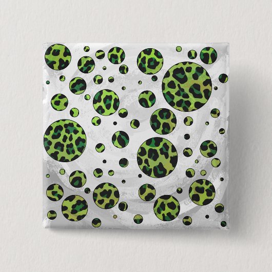 Polka Dot Leopard Black en Green Vierkante Button 5,1 Cm (Voorkant)