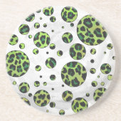 Polka Dot Leopard Black en Green Zandsteen Onderzetter (Voorkant)