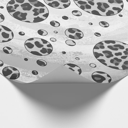 Polka Dot Leopard Black en White Design Cadeaupapier (Hoek)