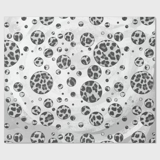 Polka Dot Leopard Black en White Design Cadeaupapier (Vlak)