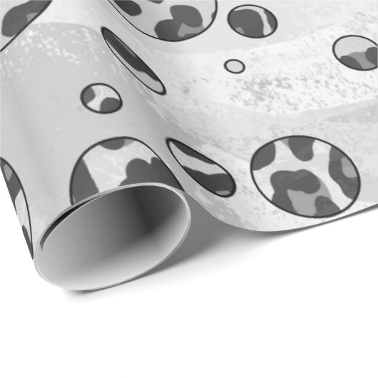 Polka Dot Leopard Black en White Design Cadeaupapier (Rol Hoek)
