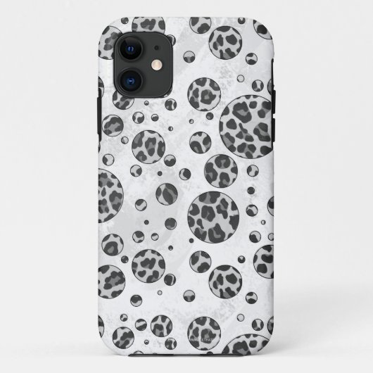 Polka Dot Leopard Black en White Design Case-Mate iPhone Case (Achterkant)
