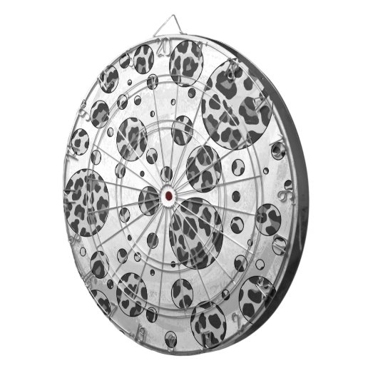 Polka Dot Leopard Black en White Design Dartbord (Voorkant Rechts)