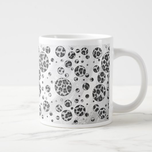 Polka Dot Leopard Black en White Design Grote Koffiekop (Rechts)