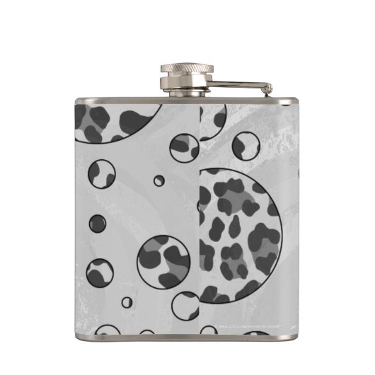 Polka Dot Leopard Black en White Design Heupfles (Achterkant)