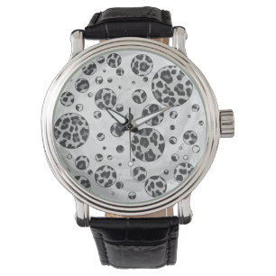 Polka Dot Leopard Black en White Design Horloge