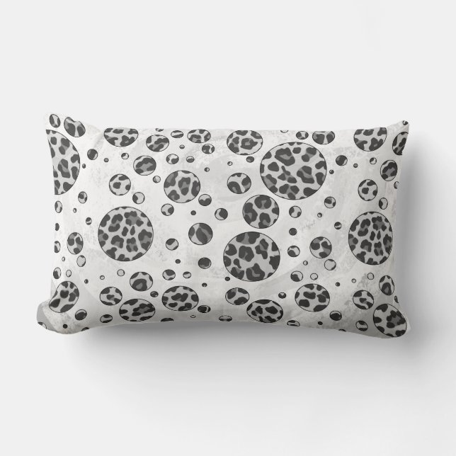 Polka Dot Leopard Black en White Design Kussen (Voorkant)