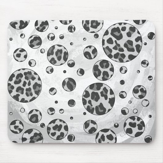 Polka Dot Leopard Black en White Design Muismat (Voorkant)