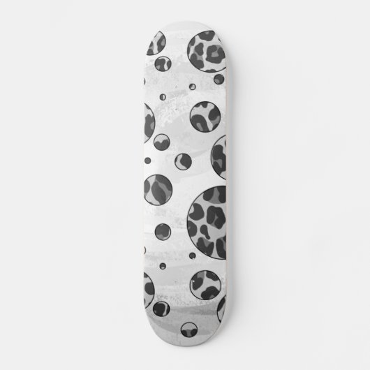 Polka Dot Leopard Black en White Design Skateboard (Voorkant)