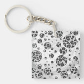Polka Dot Leopard Black en White Design Sleutelhanger (Voorkant)