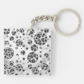 Polka Dot Leopard Black en White Design Sleutelhanger (Achterkant)