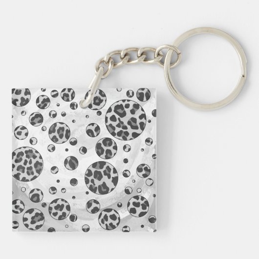 Polka Dot Leopard Black en White Design Sleutelhanger (Achterkant)