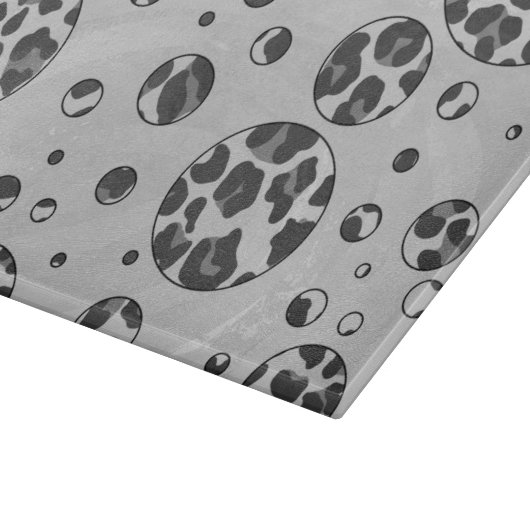 Polka Dot Leopard Black en White Design Snijplank (Hoek)