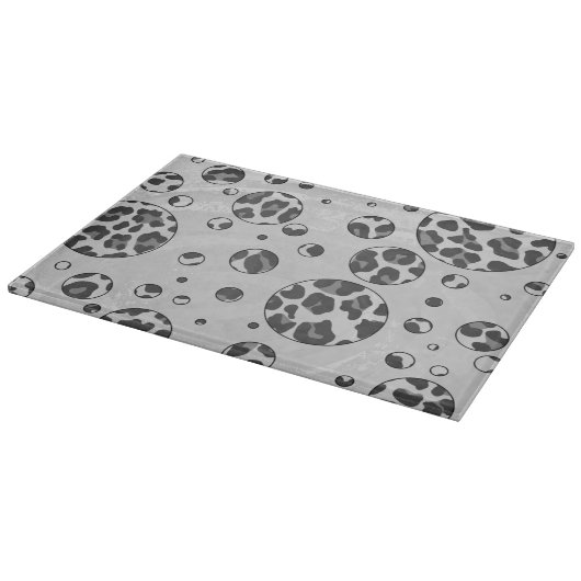 Polka Dot Leopard Black en White Design Snijplank (Hoek)