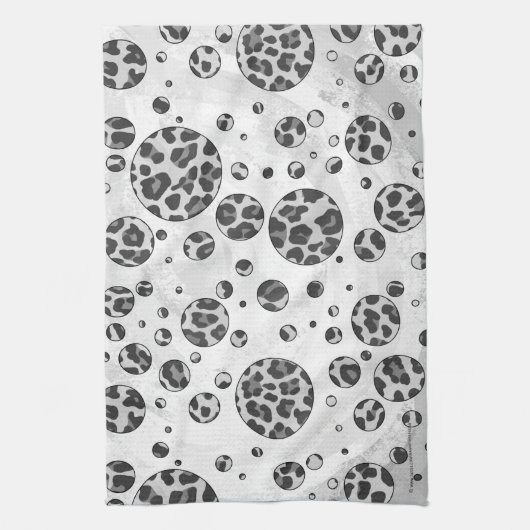 Polka Dot Leopard Black en White Design Theedoek (Verticaal)