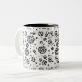 Polka Dot Leopard Black en White Design Tweekleurige Koffiemok (Voorkant links)
