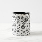 Polka Dot Leopard Black en White Design Tweekleurige Koffiemok (Center)