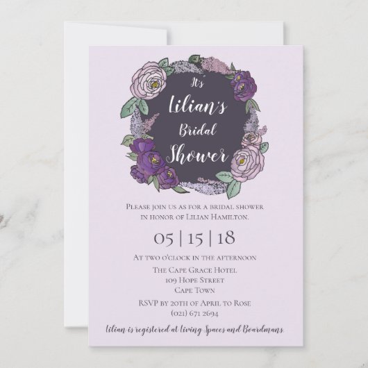 Polka Dot Lila & Lavendel Bloemen Vrijgezellenfees Kaart (Voorkant)