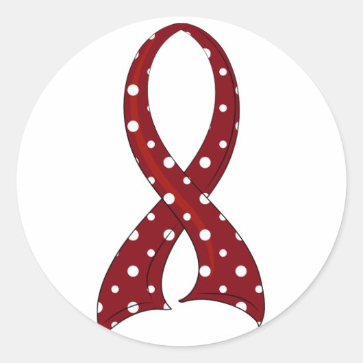 Polka Dot Lint Hoofd- en halskanker Ronde Sticker (Voorkant)