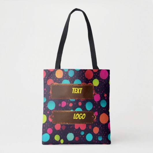 Polka Dot logo tekst ontwerp schouder Canvas tas (Voorkant)