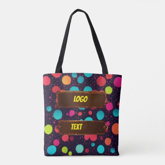 Polka Dot logo tekst ontwerp schouder Canvas tas (Achterkant)