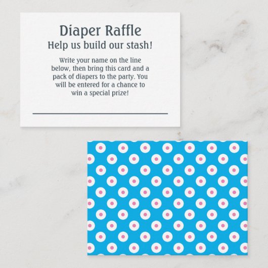 Polka-Dot Luier Raffle Instructies & Ticket Informatiekaartje (Voorkant / Achterkant)