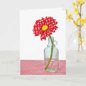 Polka dot madeliefje in fles voor vriend kaart (Gele Bloem)