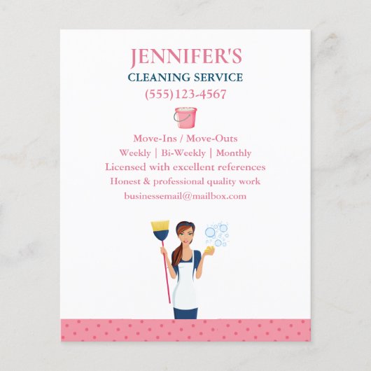 Polka Dot Maid House Cleaning Service Flyer (Voorkant)