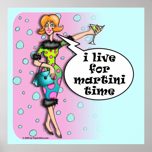 Polka Dot Martini Diva Poster (Voorkant)