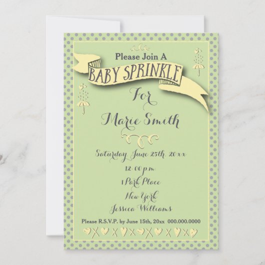 Polka Dot met ribbon-Baby sprinkhanen Kaart (Voorkant)