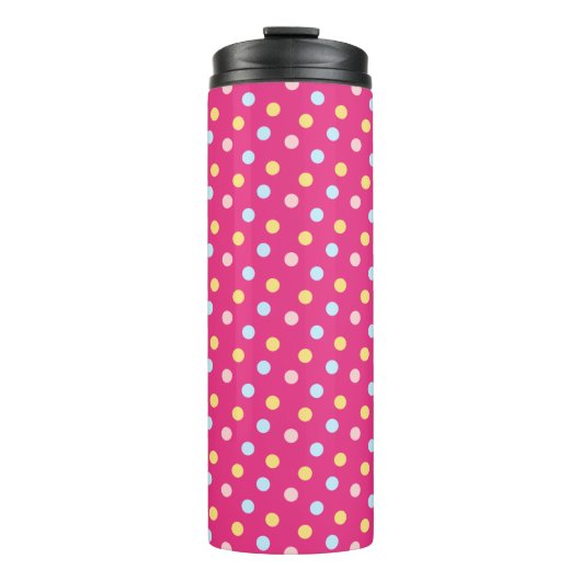 Polka Dot met roze achtergrond Thermosbeker (Voorkant)