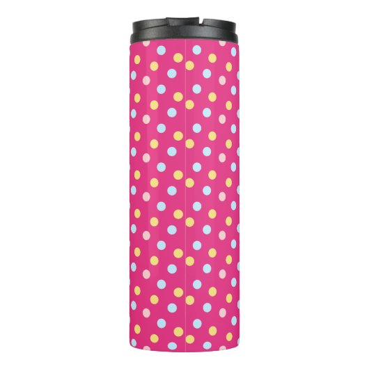 Polka Dot met roze achtergrond Thermosbeker (Achterkant)