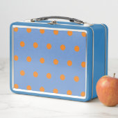 Polka Dot Metal Lunchbox (Denim blauw & Sinaasappe (In situ)