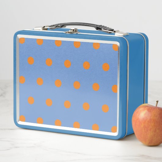 Polka Dot Metal Lunchbox (Denim blauw & Sinaasappe (In situ)
