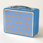 Polka Dot Metal Lunchbox (Denim blauw & Sinaasappe (Voorkant)