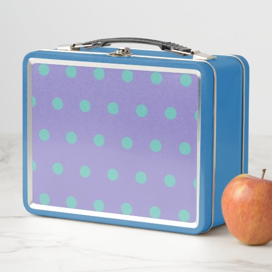 Polka Dot Metal Lunchbox (Lavendel & Aqua) (In situ)