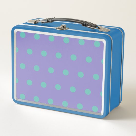 Polka Dot Metal Lunchbox (Lavendel & Aqua) (Voorkant)