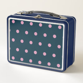 Polka Dot Metal Lunchbox (Midnight Blue & Pink)