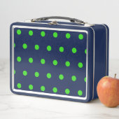 Polka Dot Metal Lunchbox (Navy Blue & Lime Green) (In situ)