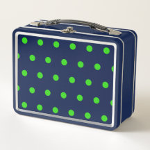 Polka Dot Metal Lunchbox (Navy Blue & Lime Green)