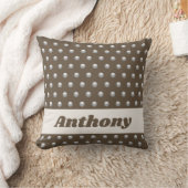 Polka Dot Metallic Silver en Dark Brown gepolijst Kussen (Deken)