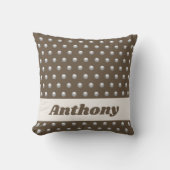 Polka Dot Metallic Silver en Dark Brown gepolijst Kussen (Voorkant)